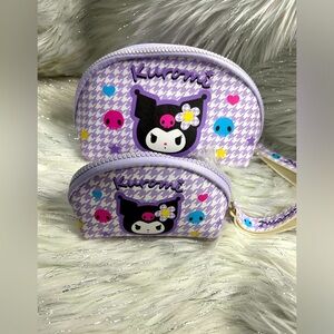 New Cosmetic Bag Coin Purse Cartoon Kuromi Hand Carry Storage Bag Two PC set